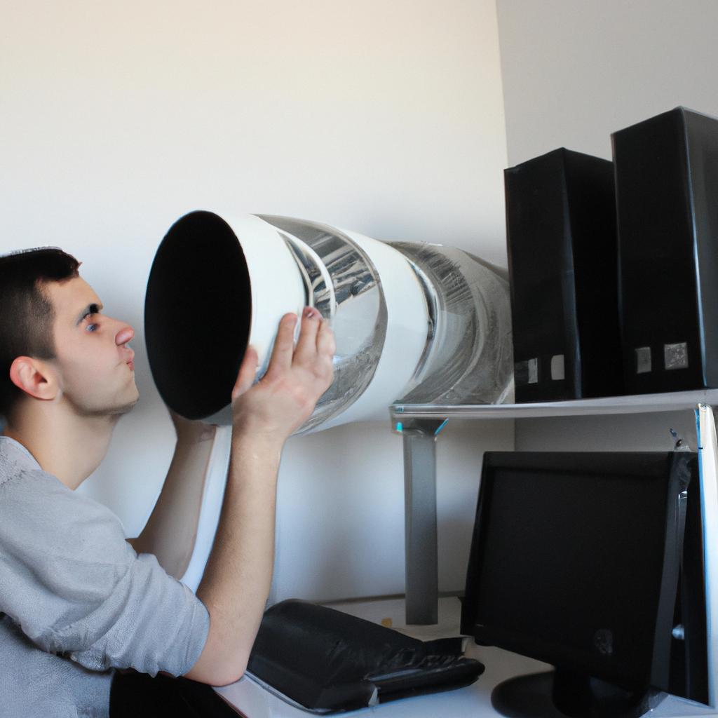 Person researching air purifiers