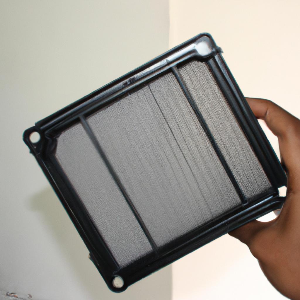 Person holding HEPA filter device