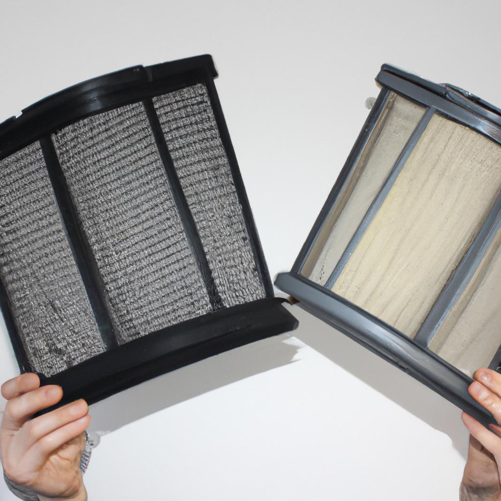 Person holding different air filters