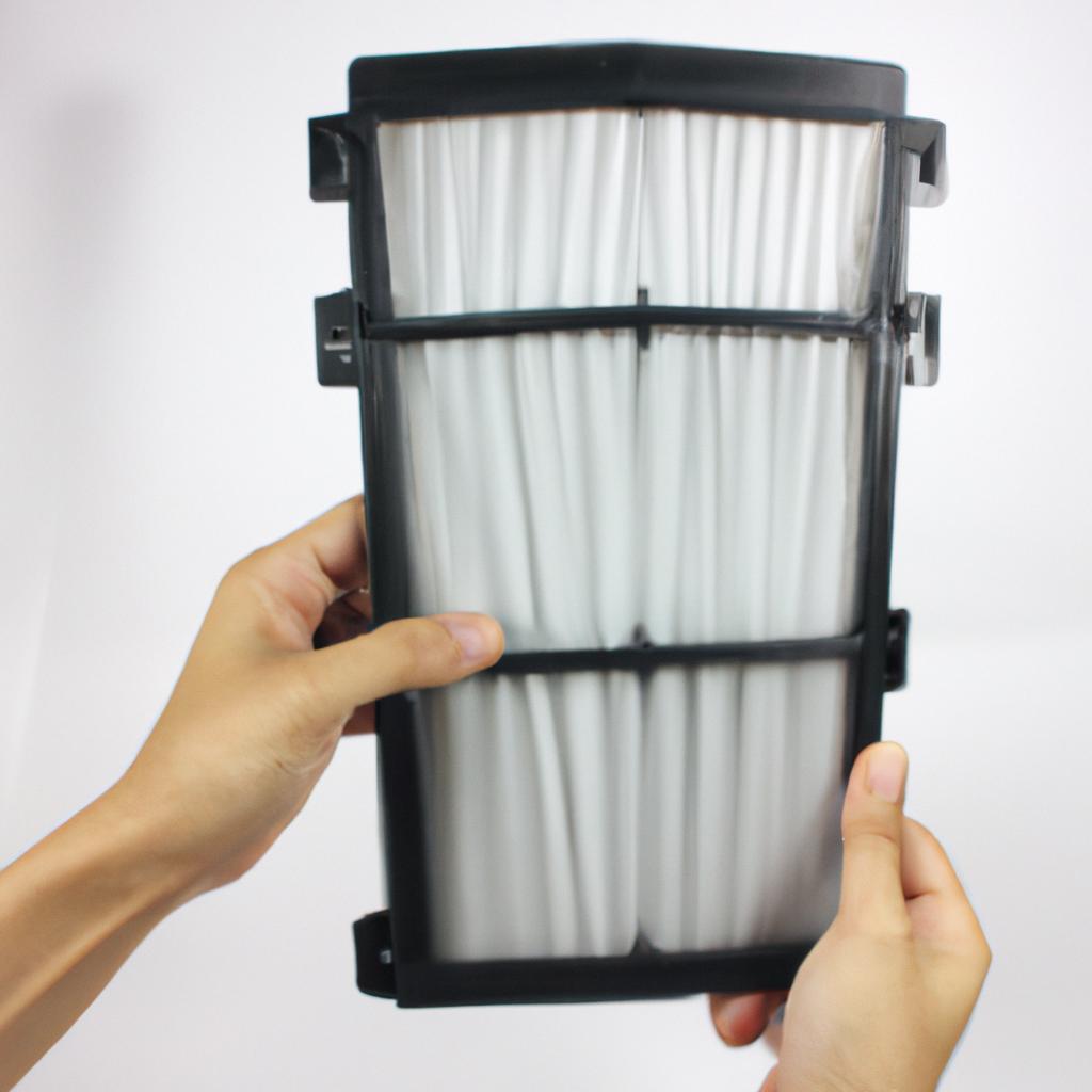 Person holding HEPA filter equipment