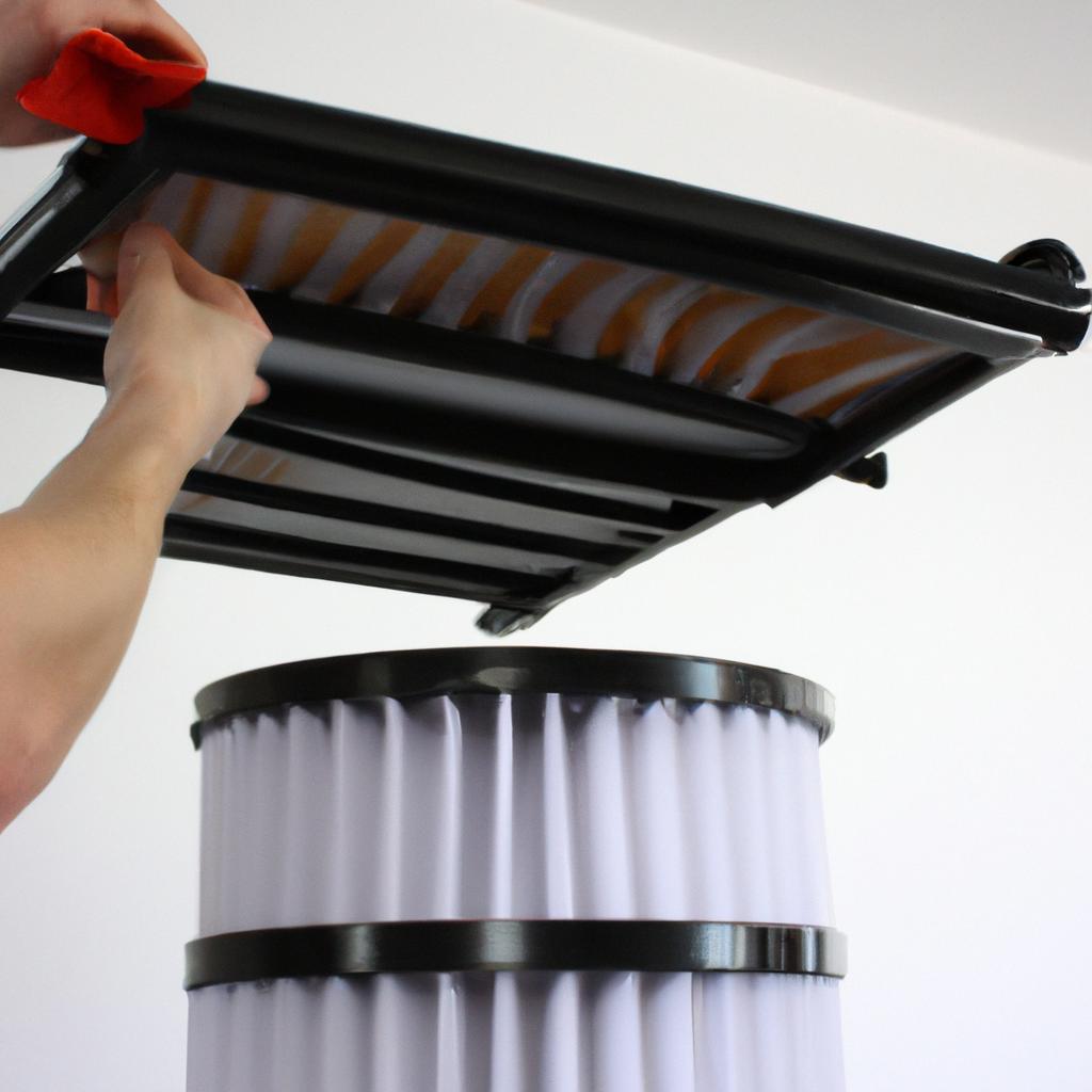 Person working with air filters