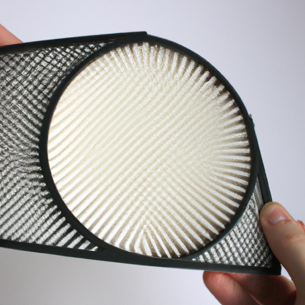 Person holding pleated air filter