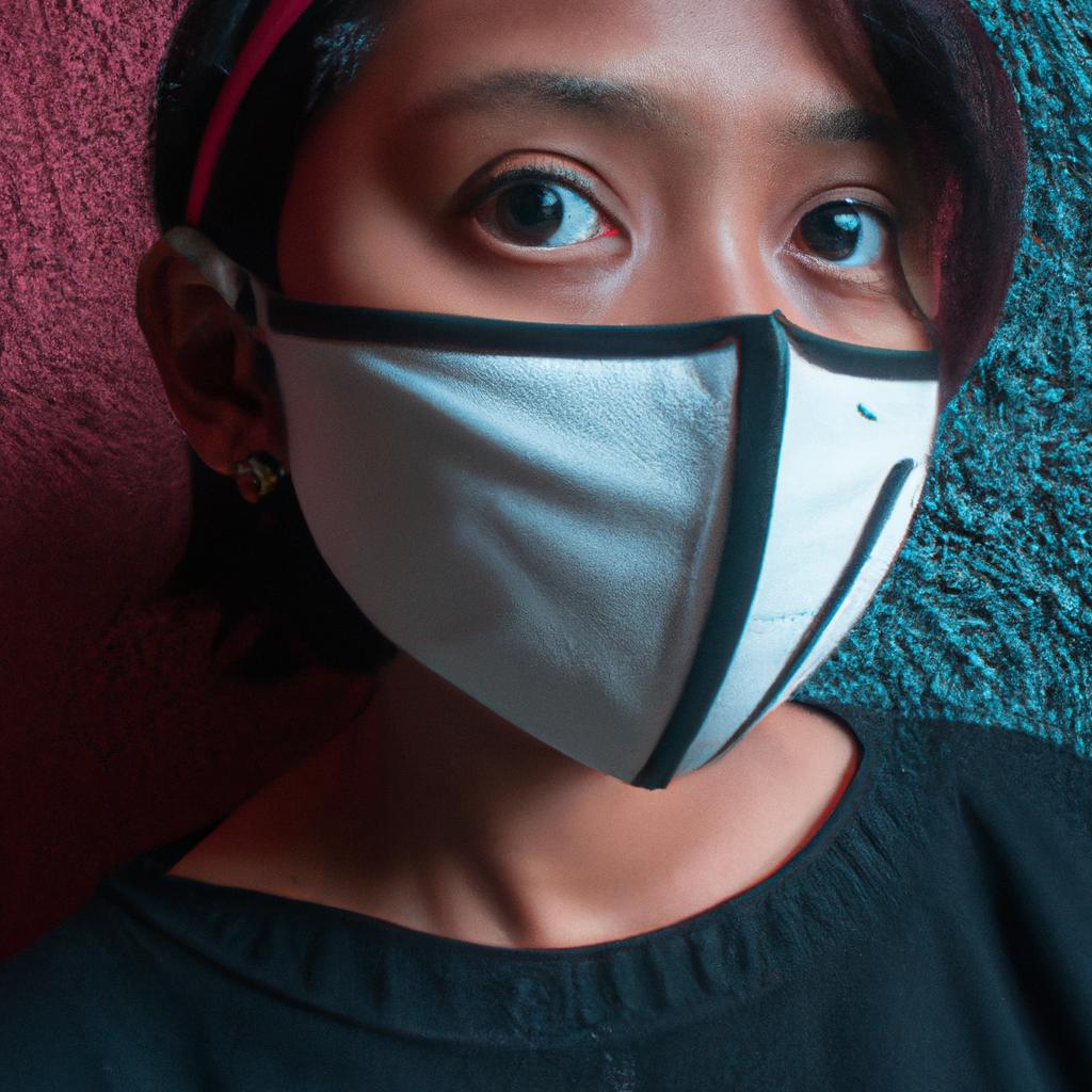 Person wearing face mask indoors