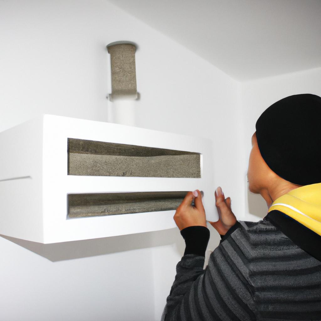 Person using air filtration system